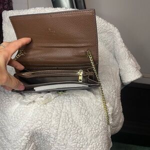 Brown and Blue color sling Wallet, Leather with Chain Wallet